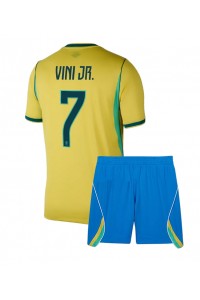 Brasilia Vinicius Junior #7 Jalkapallovaatteet Lasten Kotipeliasu MM-kisat 2026 Lyhythihainen (+ Lyhyet housut)